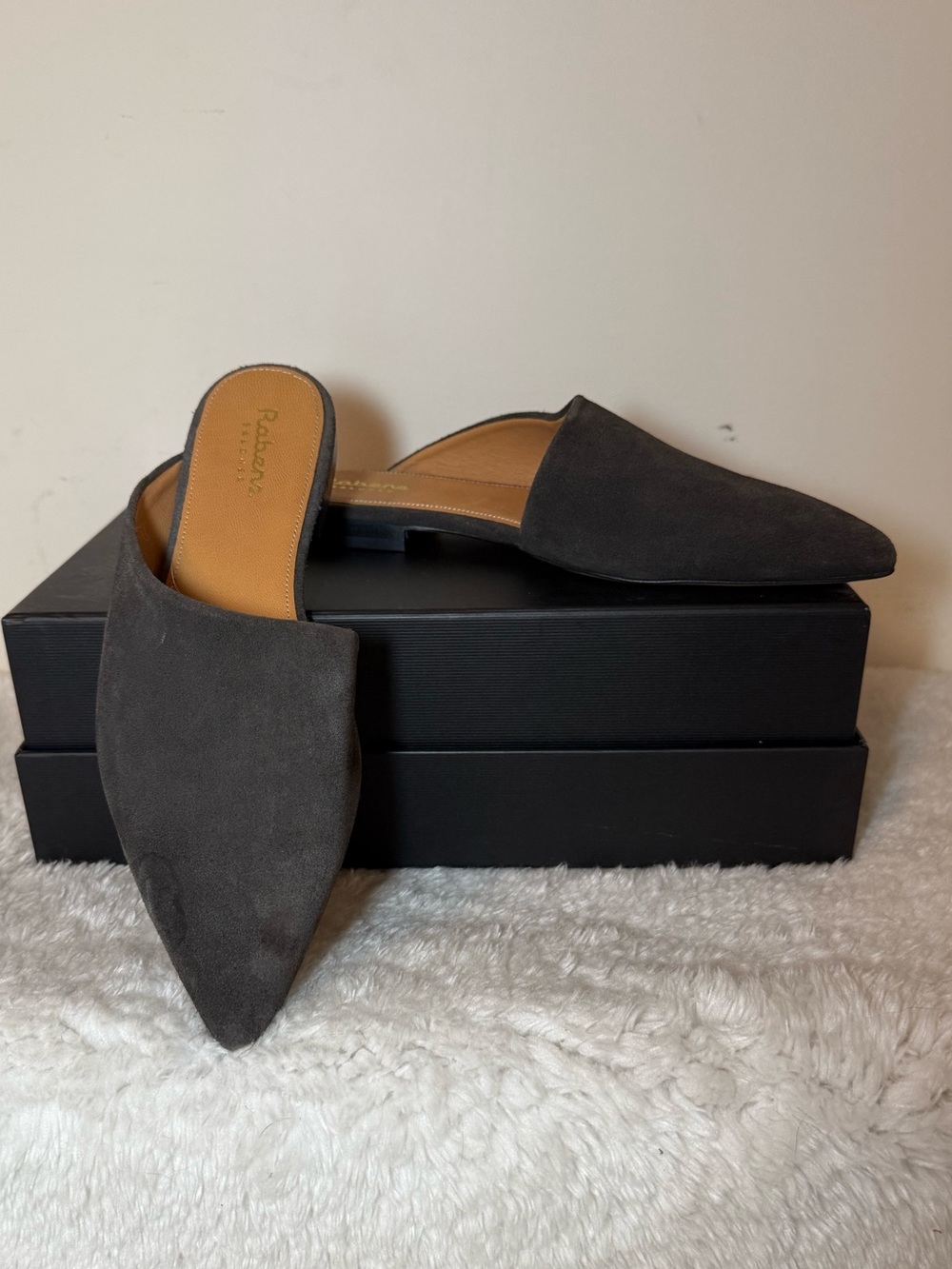 Rabens Saloner Grey Suede Mules, Chic Couture from Copenhagen
